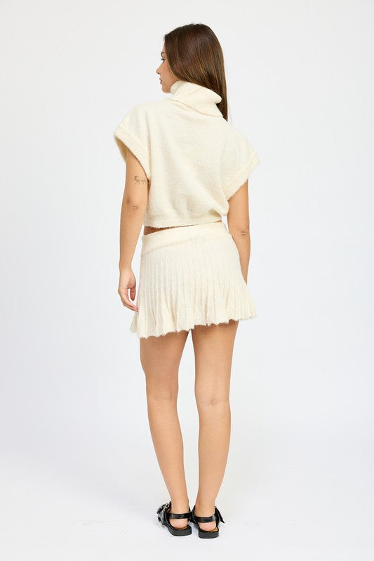 Pleated Mini Fringe Skirt