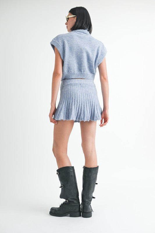 Pleated Mini Fringe Skirt