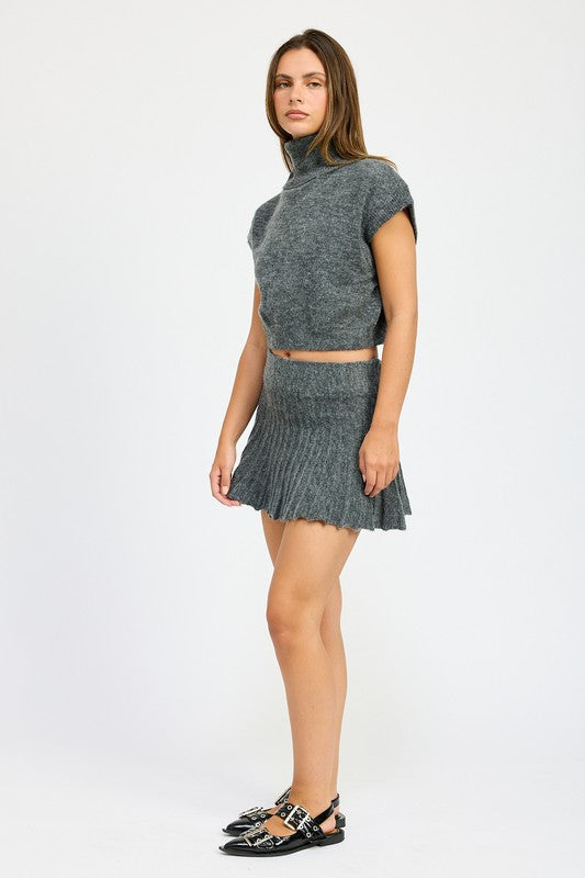 Pleated Mini Fringe Skirt