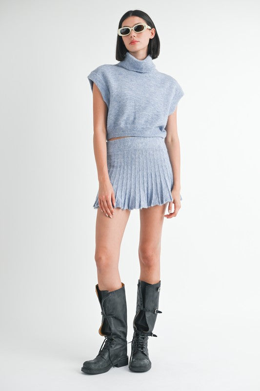 CREAM Turtle Neck Cap Sleeve Top