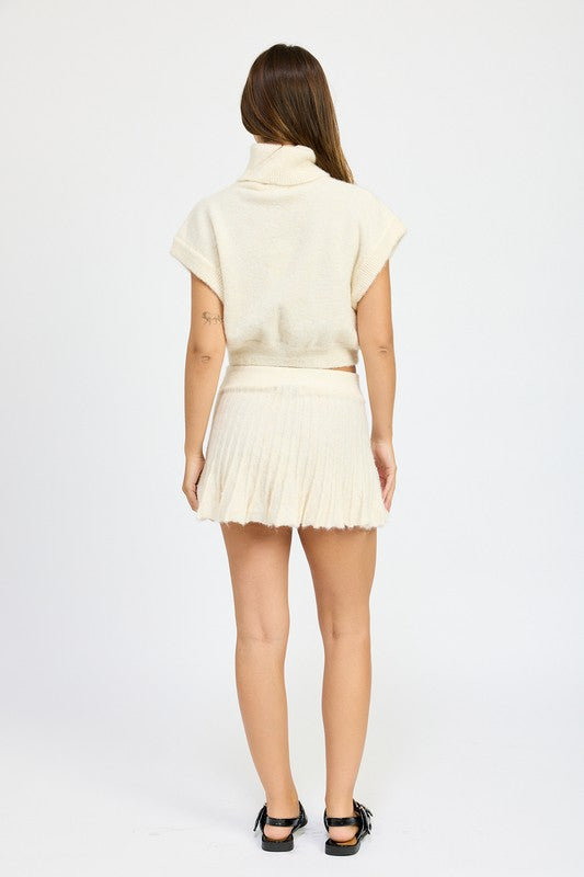SAND Turtle Neck Cap Sleeve Top
