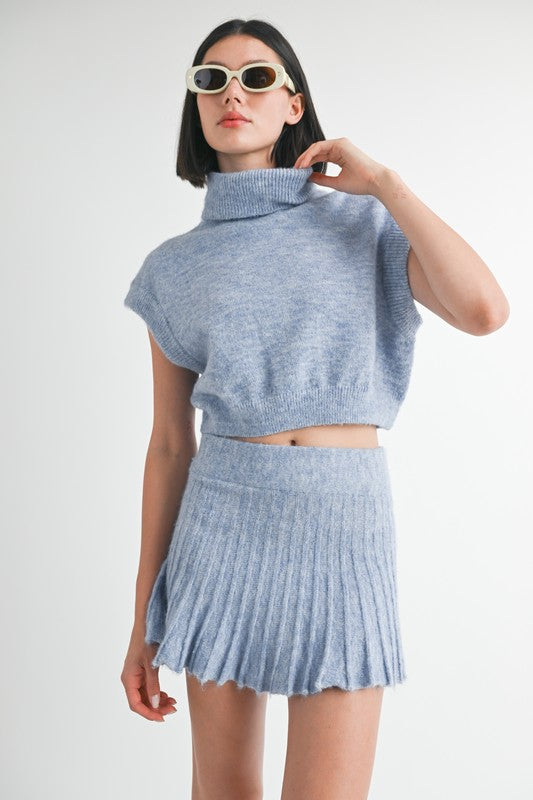 CHARCOAL Turtle Neck Cap Sleeve Top