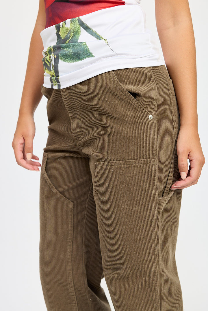 Corduroy Full Pants With Pockets