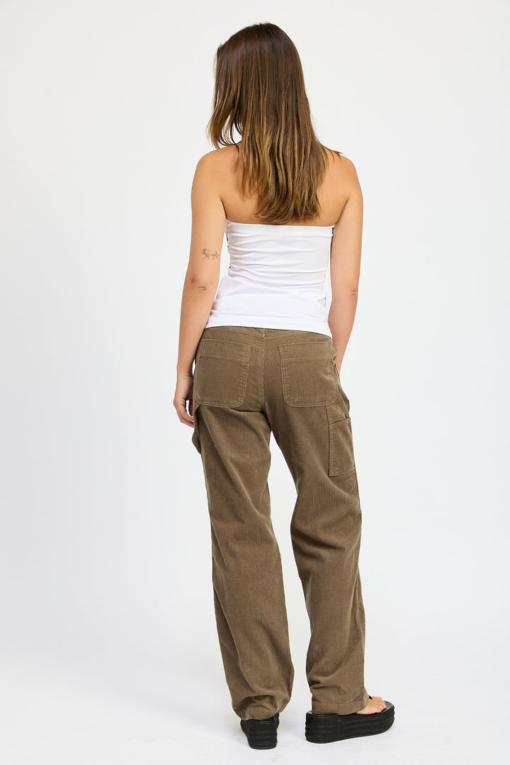Corduroy Full Pants With Pockets