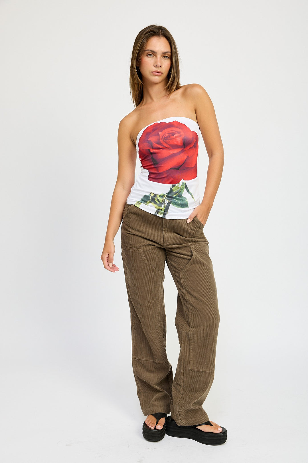 Corduroy Full Pants With Pockets