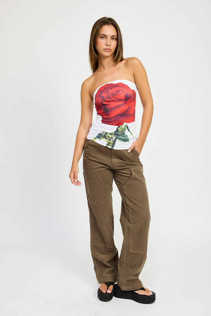 Corduroy Full Pants With Pockets