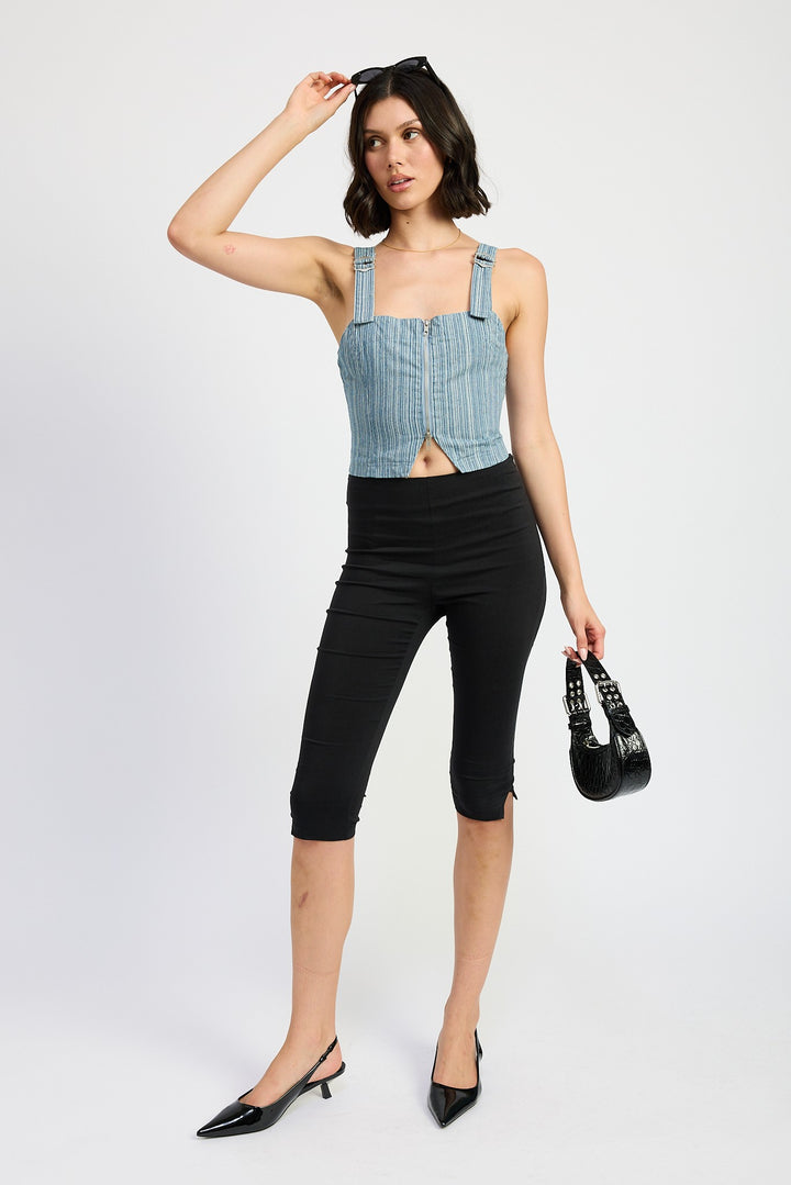 Zipper Front Bustier Top