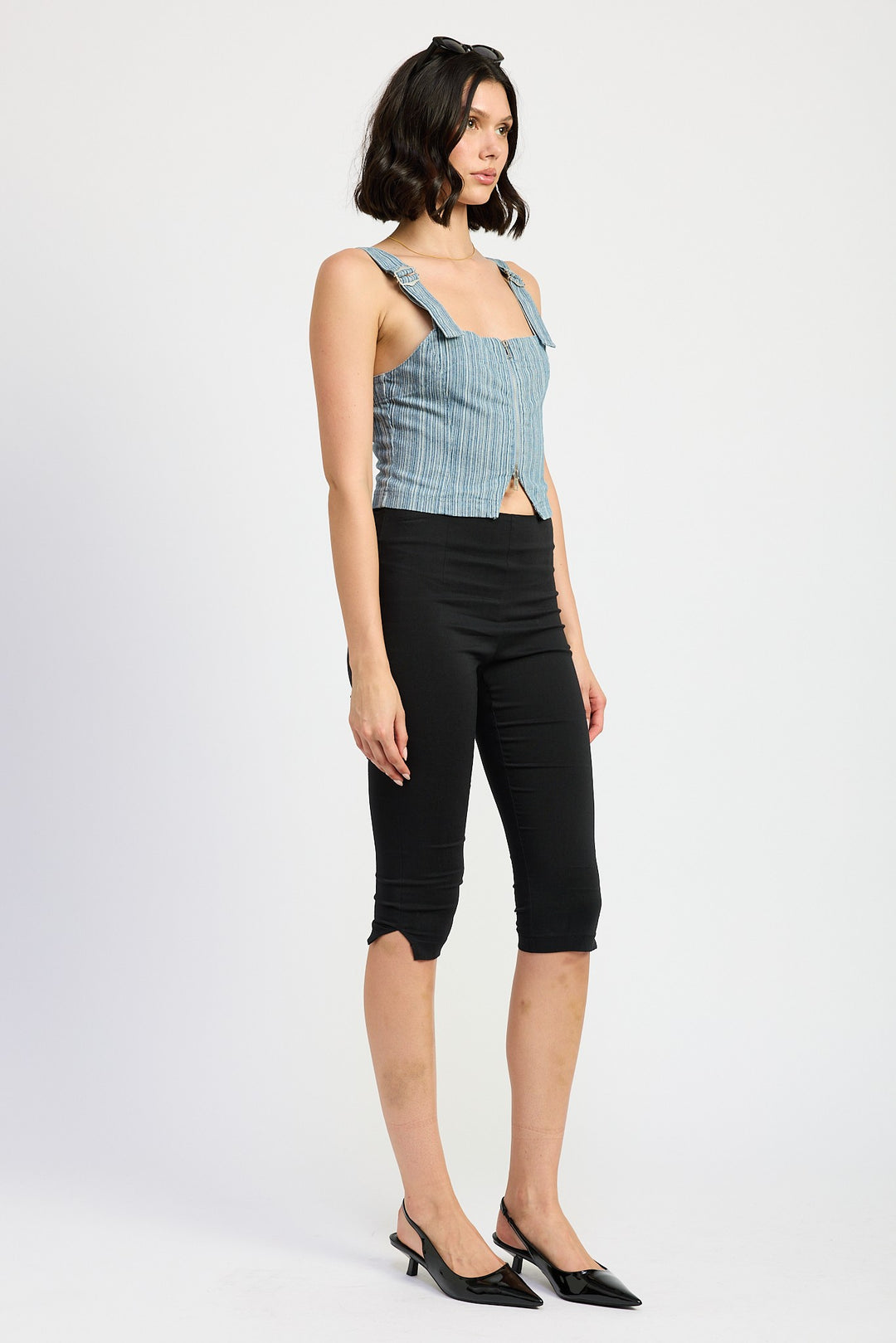 Zipper Front Bustier Top