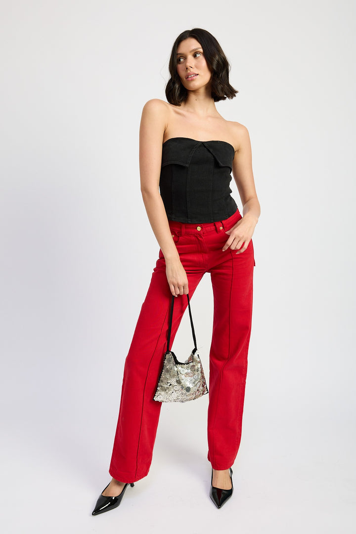 Black Fold Over Corset Top