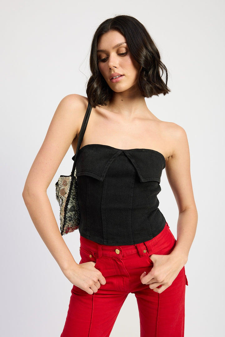 Black Fold Over Corset Top