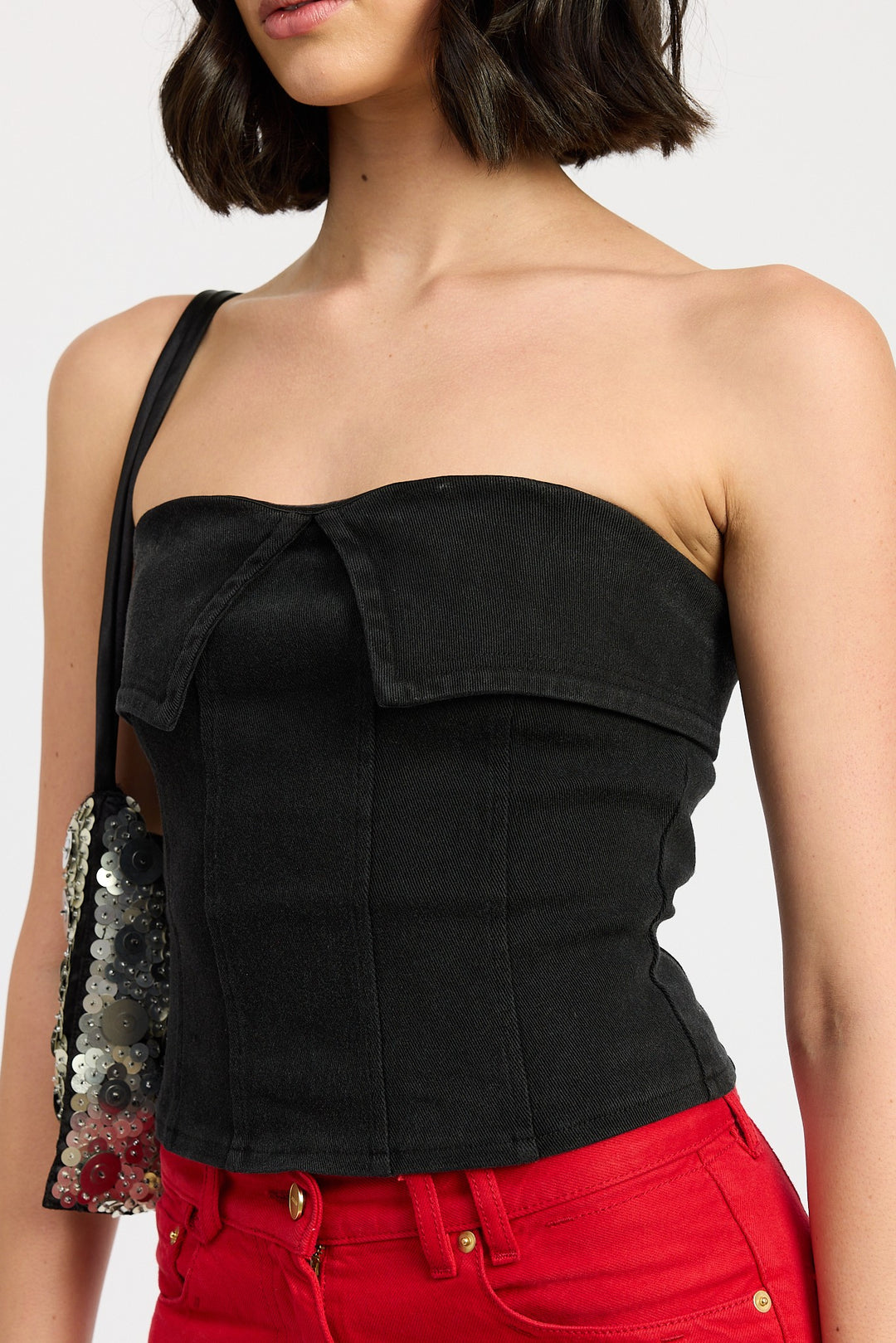 Black Fold Over Corset Top