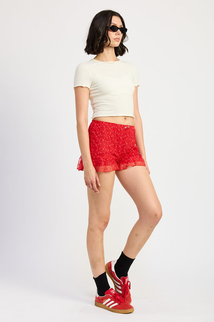 Ruffle Jersey Shorts