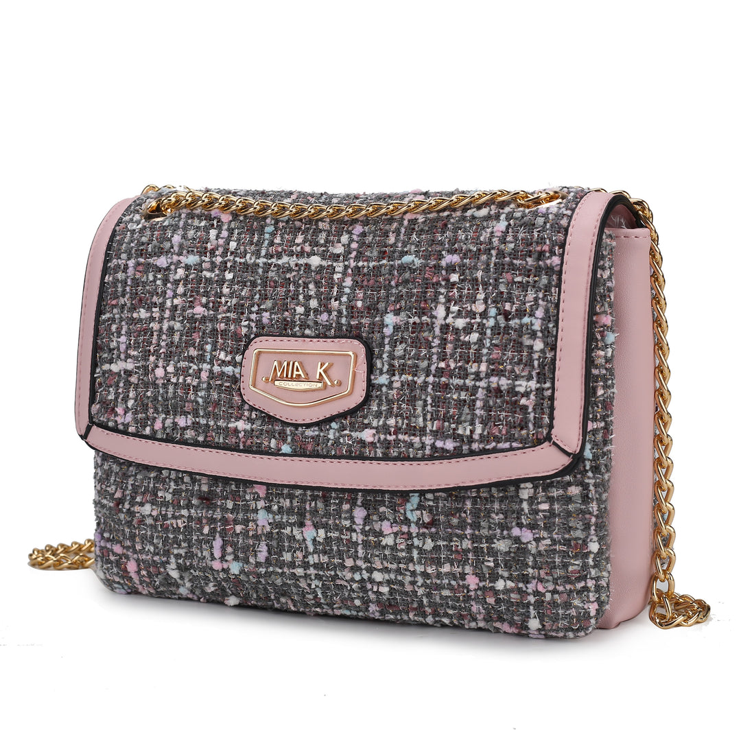 Light Blue Mkf Mackenzie Tweed Womens Shoulder Bag By Mia K