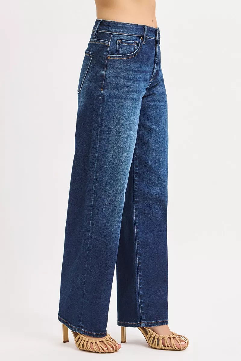 Dark Risen Mid Rise Wide Baggy Jeans