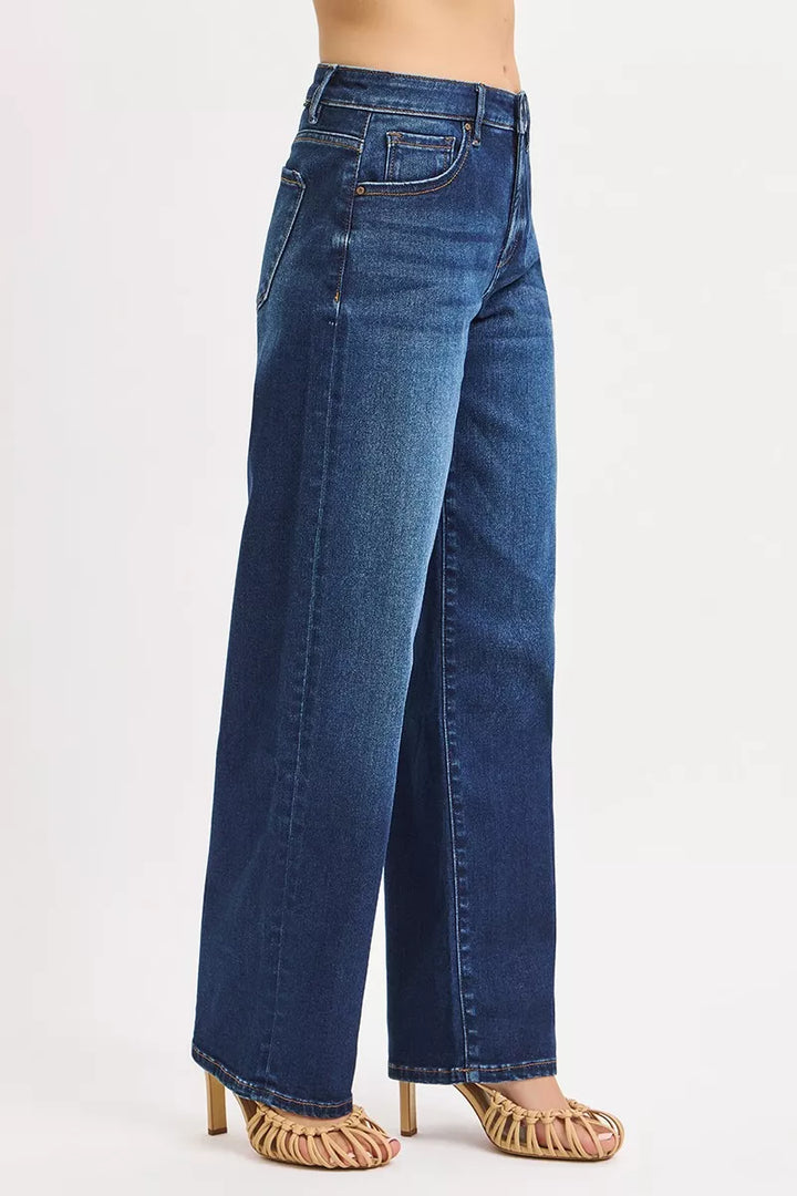 Dark Risen Mid Rise Wide Baggy Jeans