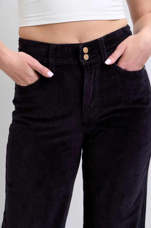 Bk Judy Blue Full Size High Waist Corduroy Trouser Wide Plus Size