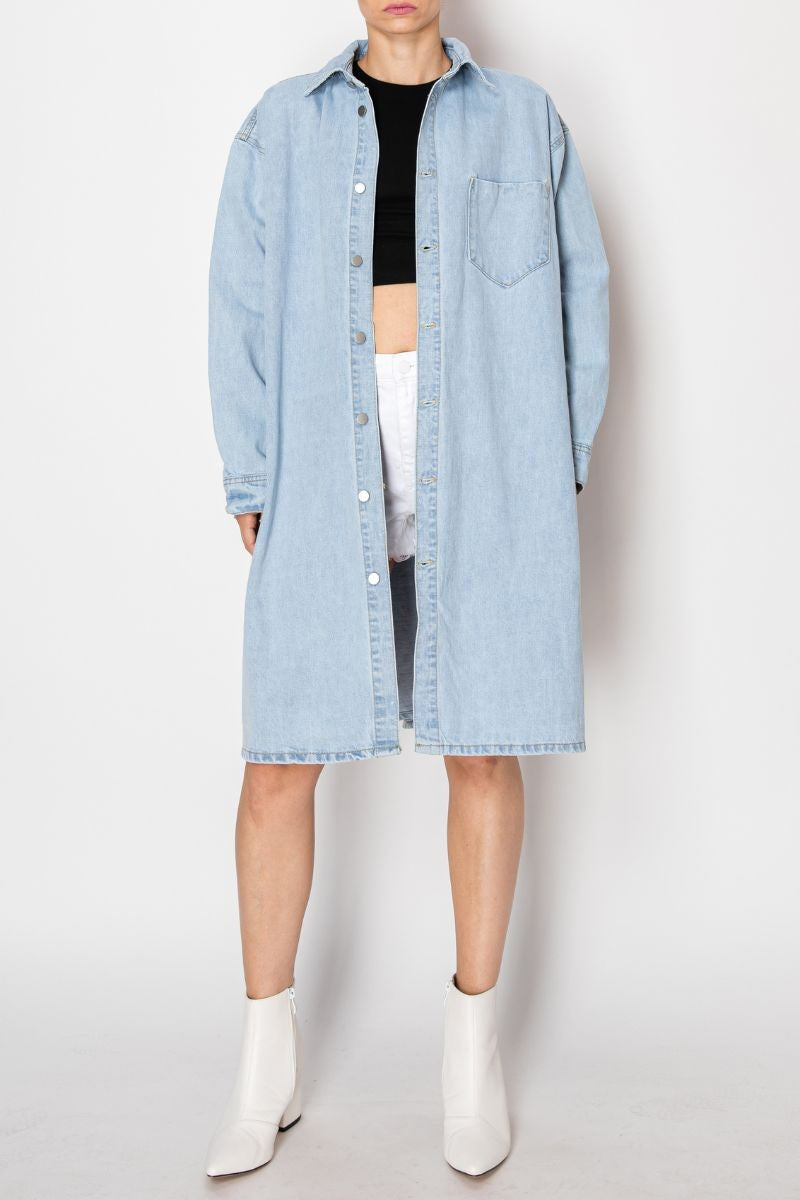 Light Wash Back Tie Slit Denim Jacket Light Wash