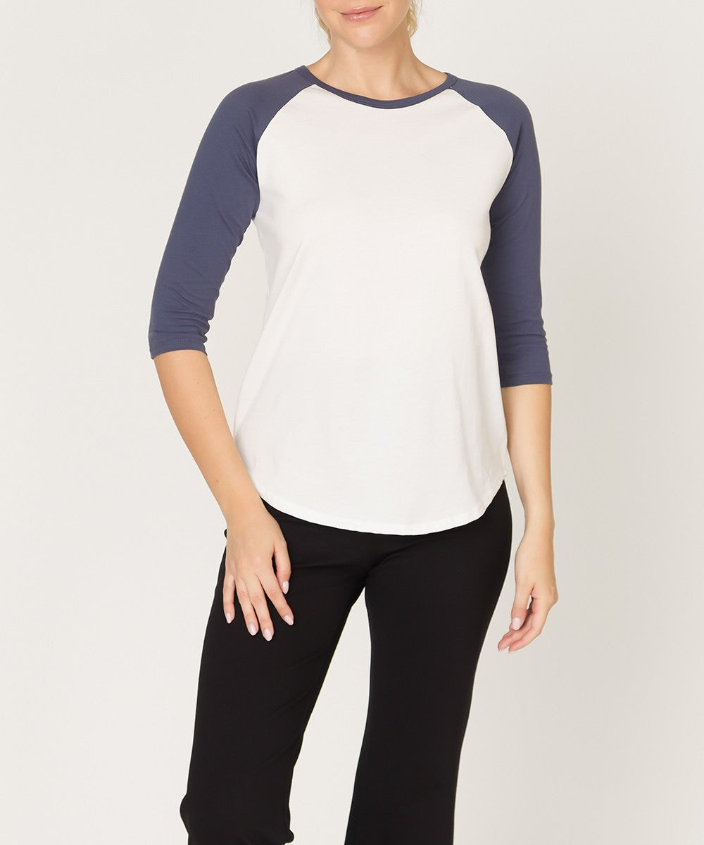 Whitemauve Cotton Jersey Raglan Top