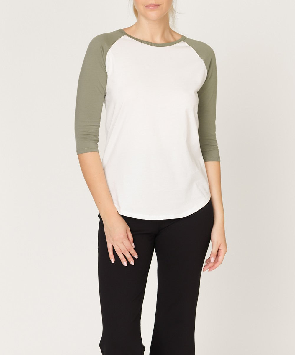 Whiteolive Cotton Jersey Raglan Top