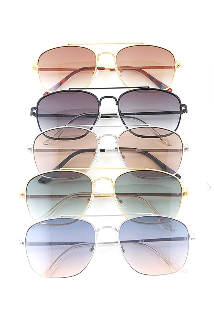 Assorted (12 Pc) Brow Bar Unisex Aviator Sunglasses Set