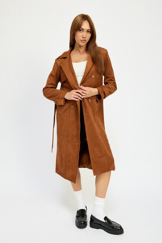 CAMEL Suede Trench Coat