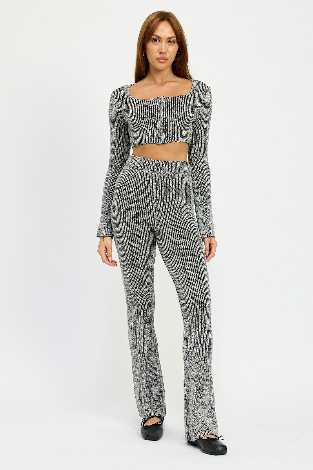 Square Neck Cropped Top With Zipper