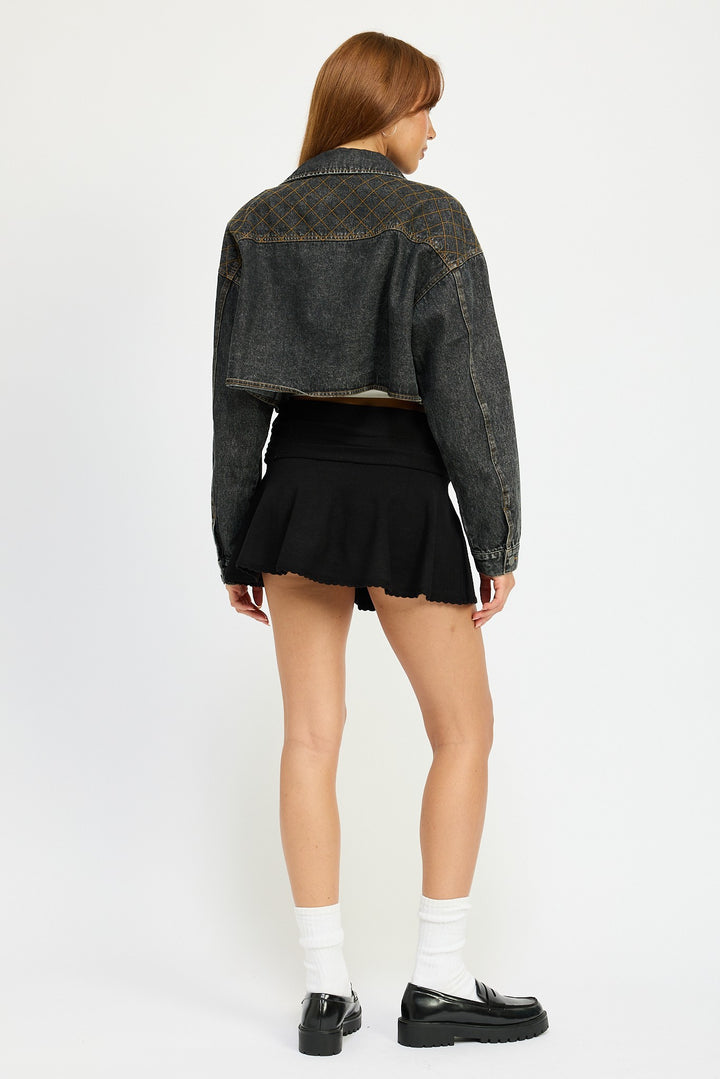 Embroidered Denim Crop Jacket