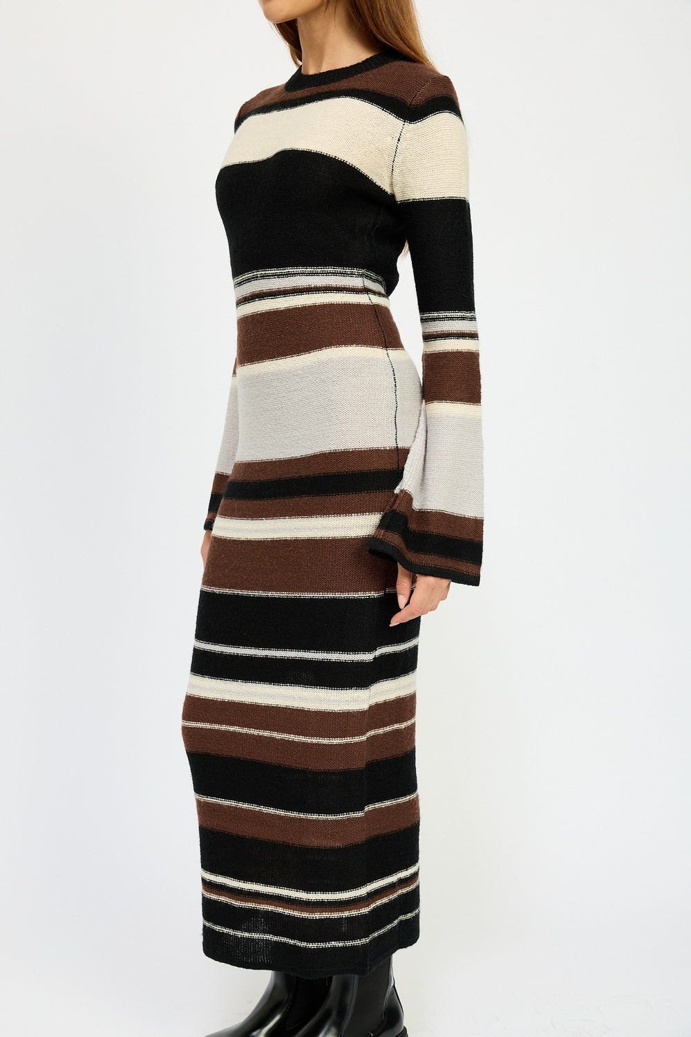 Brown Multi Stripe Maxi Bodycon Dress