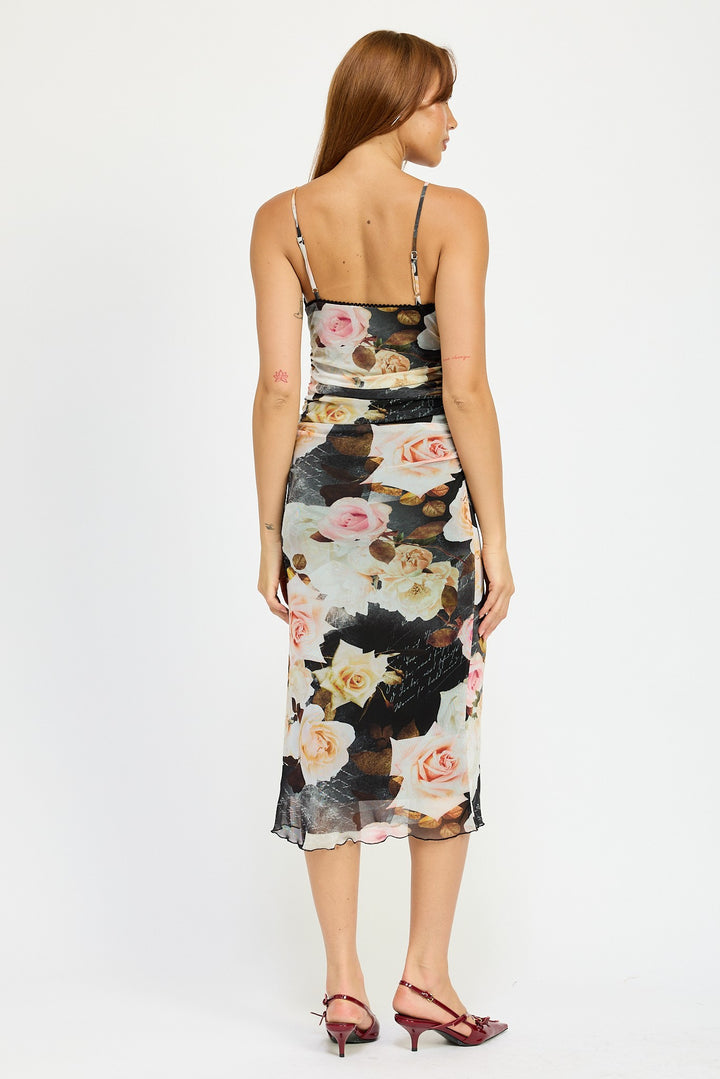 Ruched Midi V Neck Dress