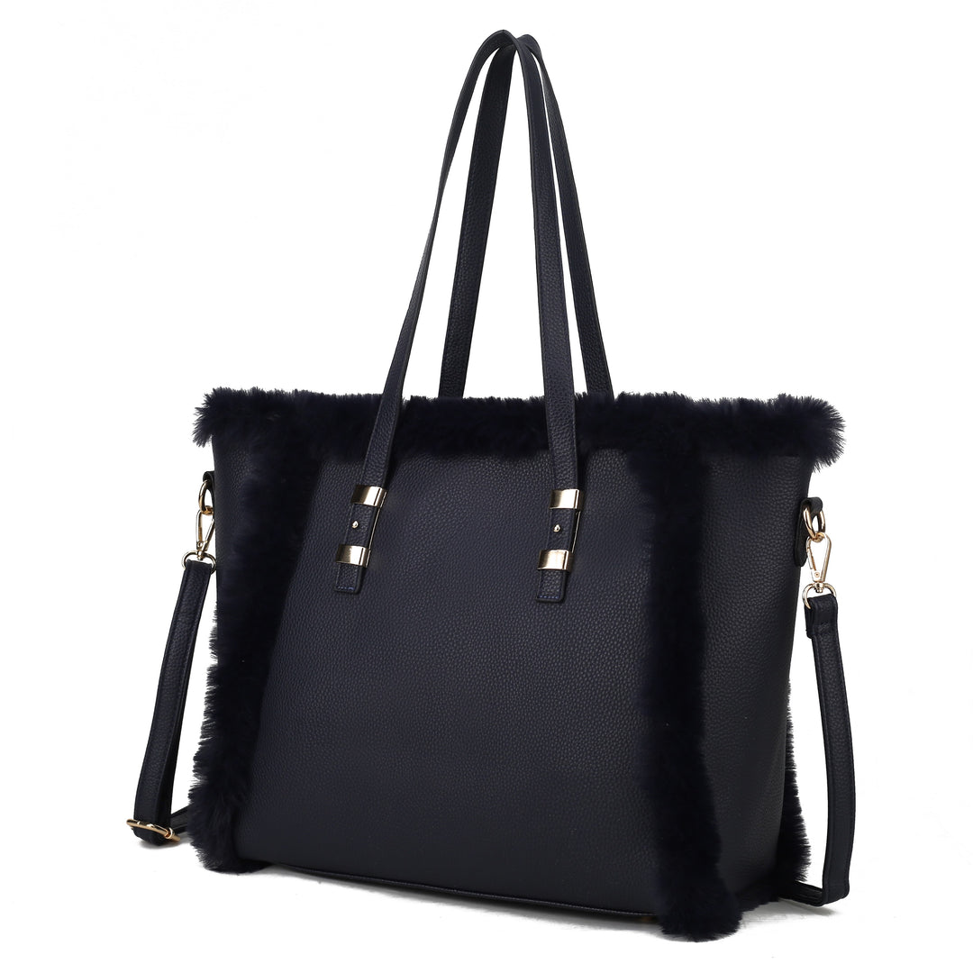 Wine Mkf Liza With Faux Fur Women Tote Bag By Mia K