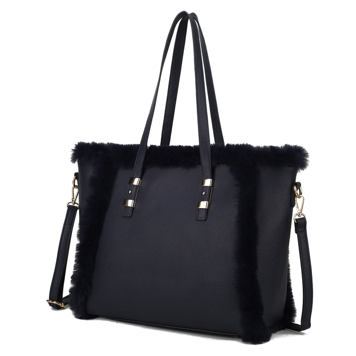 Wine Mkf Liza With Faux Fur Women Tote Bag By Mia K