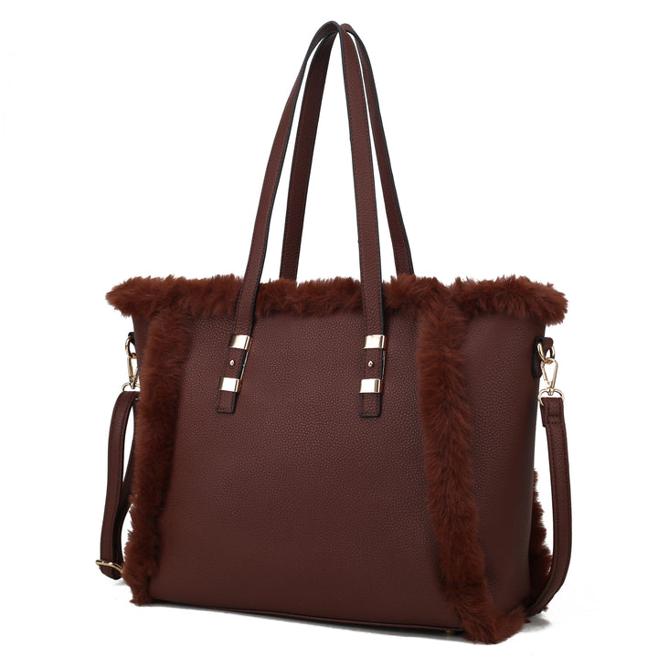 Denim Mkf Liza With Faux Fur Women Tote Bag By Mia K