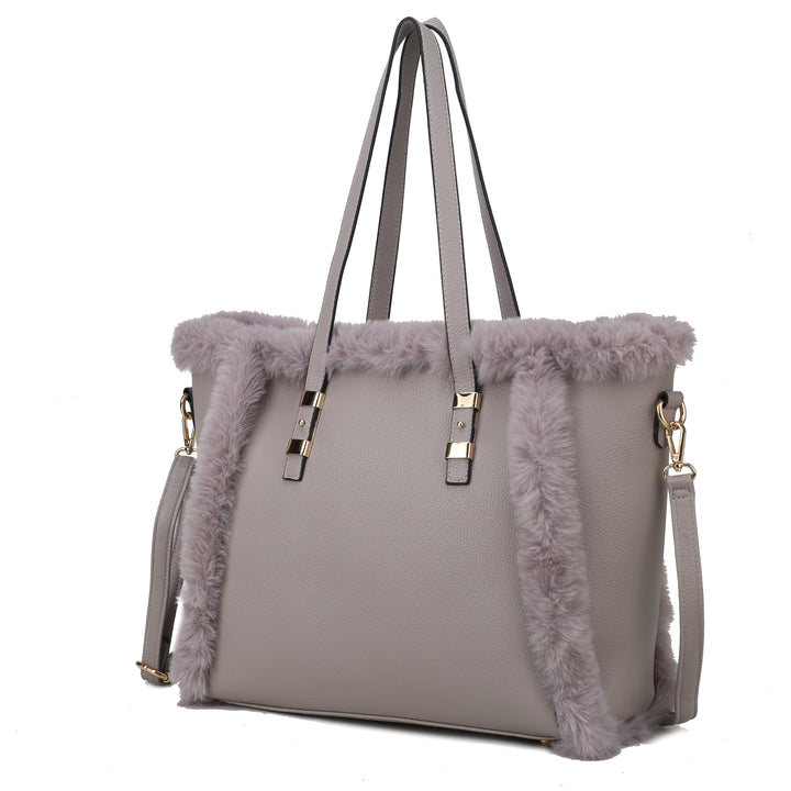 Navy Mkf Liza With Faux Fur Women Tote Bag By Mia K