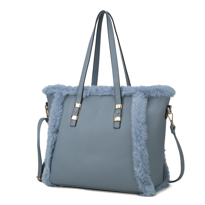 Grey Mkf Liza With Faux Fur Women Tote Bag By Mia K