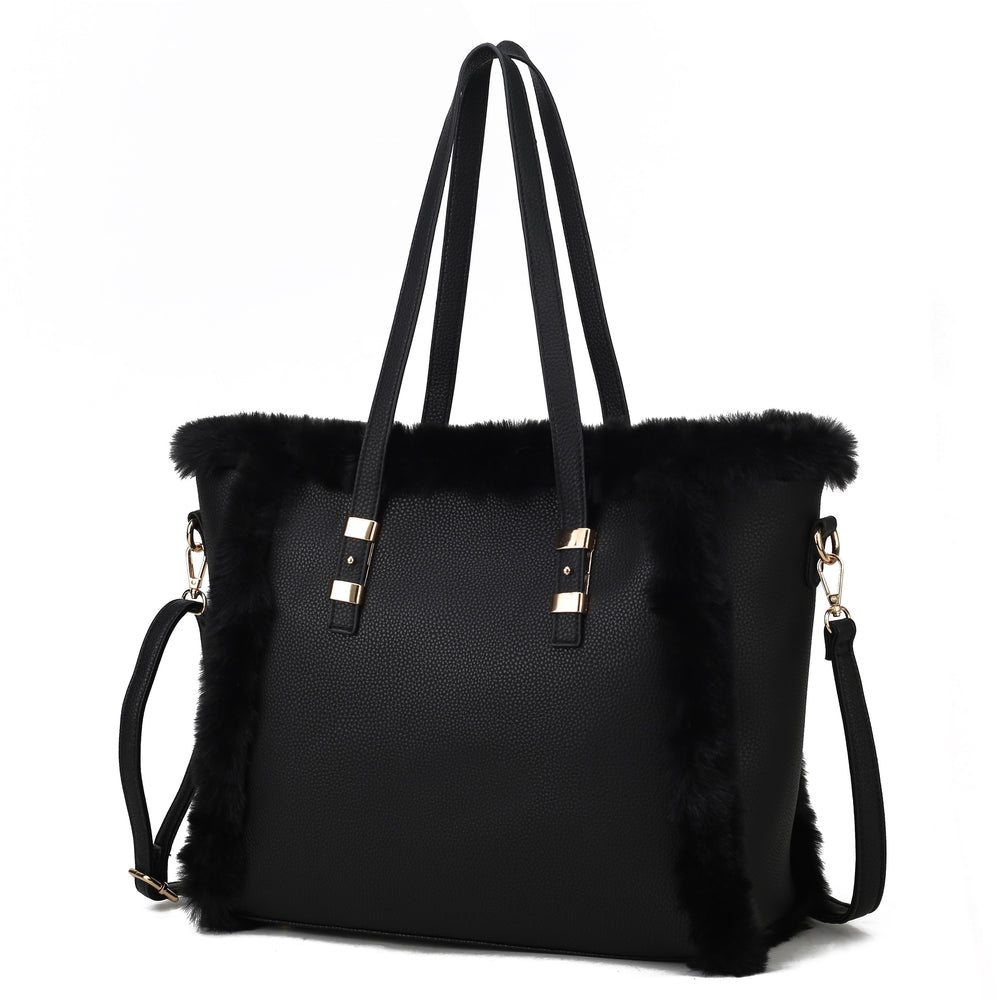 Blush Mkf Liza With Faux Fur Women Tote Bag By Mia K