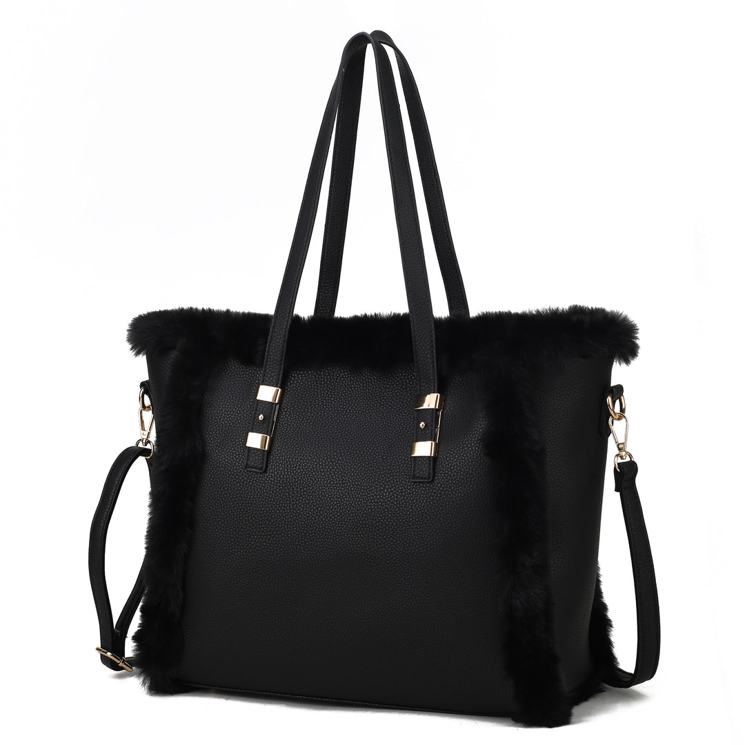 Blush Mkf Liza With Faux Fur Women Tote Bag By Mia K