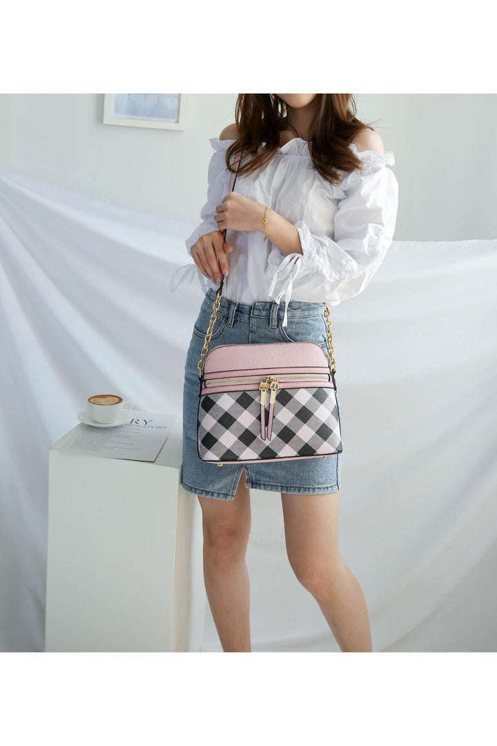 Navy Mkf Suki Checkered Crossbody Bag