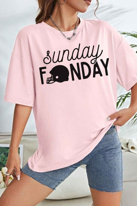 IVORY Sunday Funday Football Game Oversized Graphic Tee