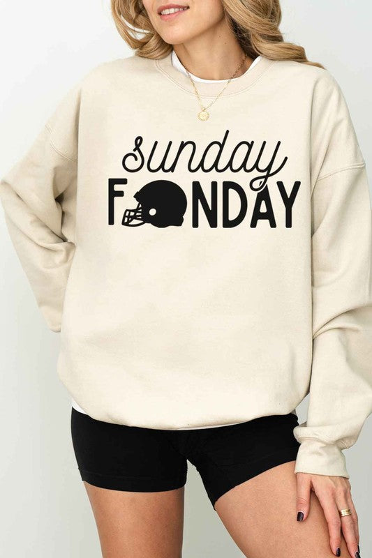 WHITE Sunday Funday Football Game Oversized Sweatshirt