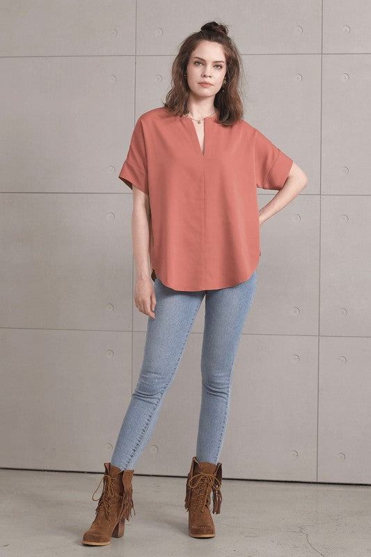 Aqua Mint V Neckline Dolman Short Sleeve Blouse Top 1