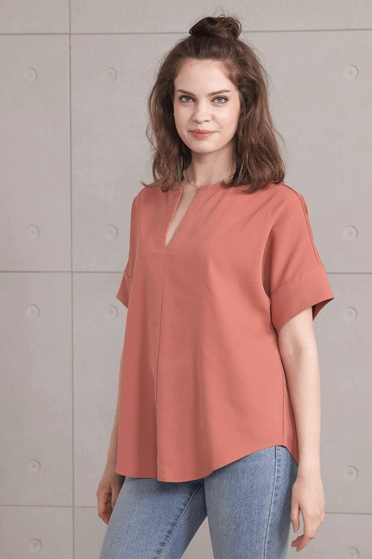 Aqua Mint V Neckline Dolman Short Sleeve Blouse Top 1
