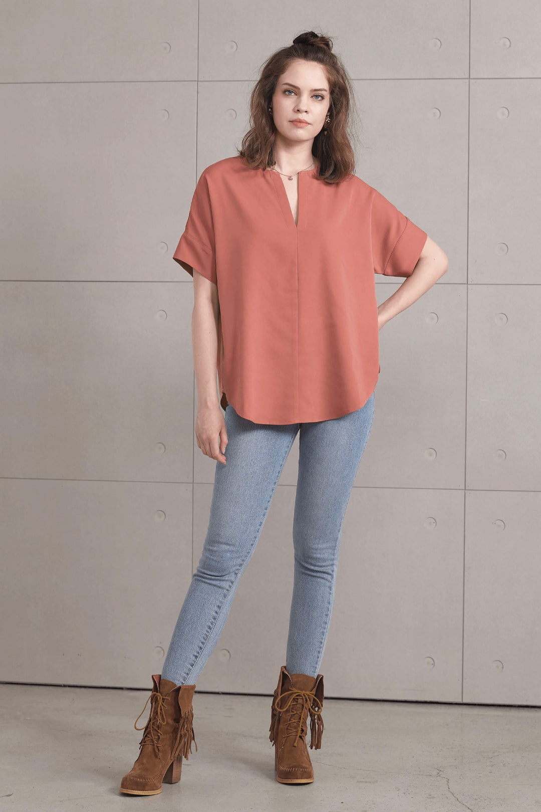 Desert Rose Plus V Neckline Dolman Short Sleeve Blouse Top