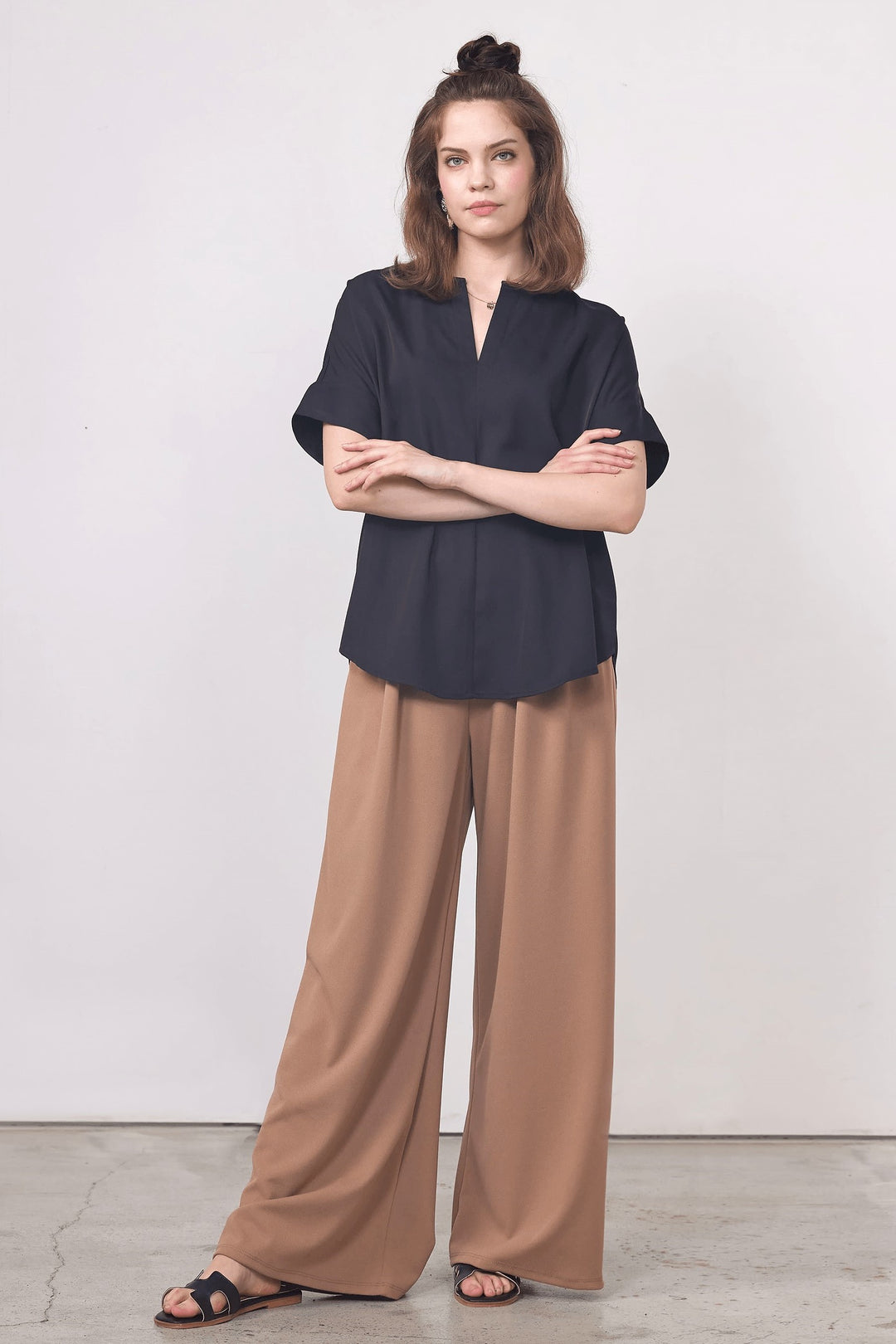 Lilac Plus V Neckline Dolman Short Sleeve Blouse Top