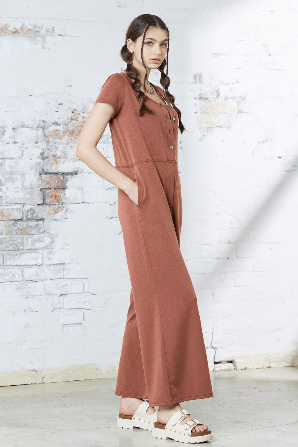 Black Comfort Button Up Front Closure Jumpsuit
