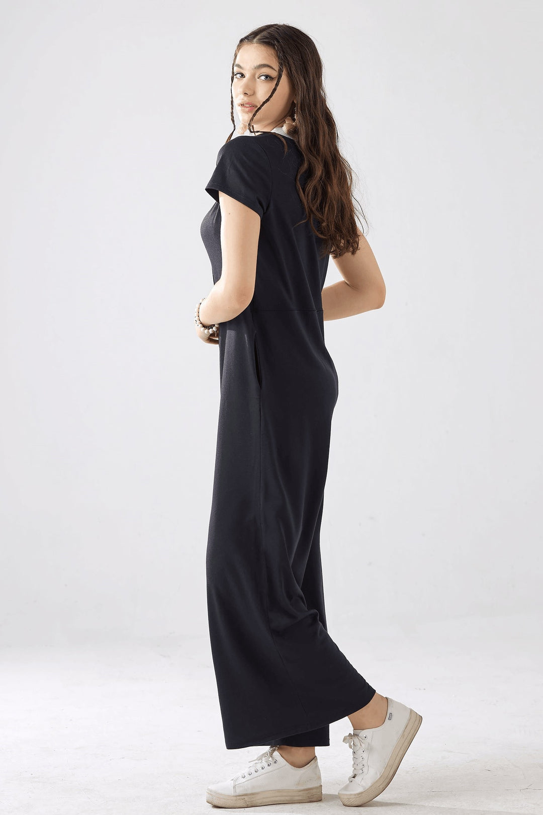 Dream Blue Comfort Button Up Front Closure Jumpsuit