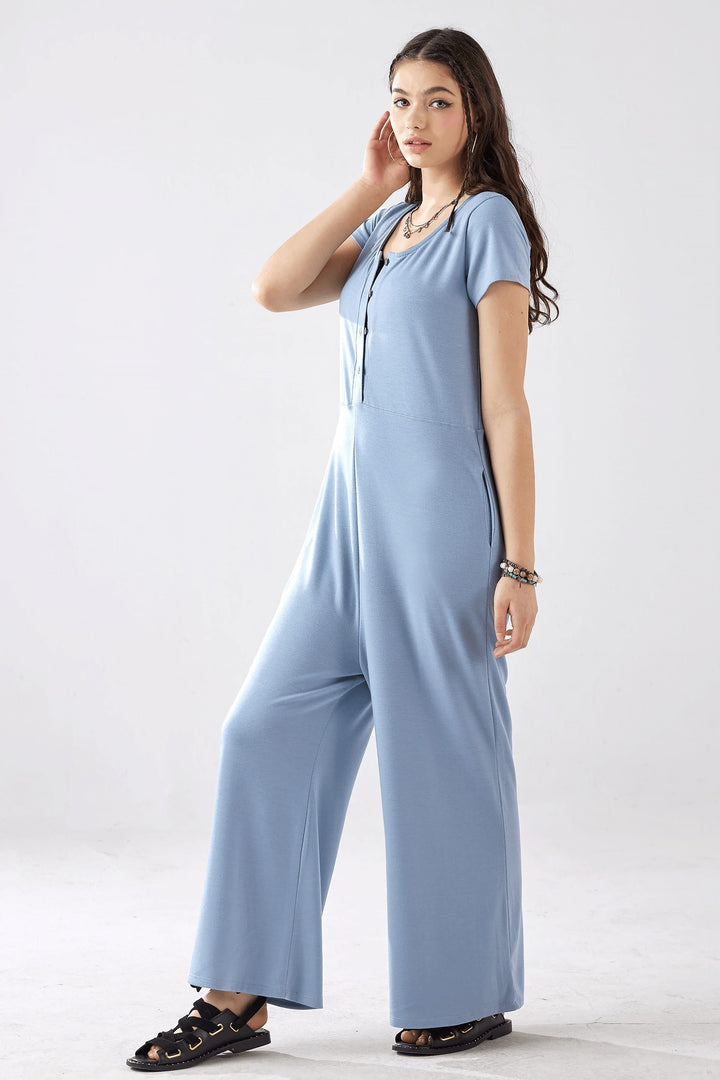 Coconut Shell Comfort Button Up Front Closure Jumpsuit