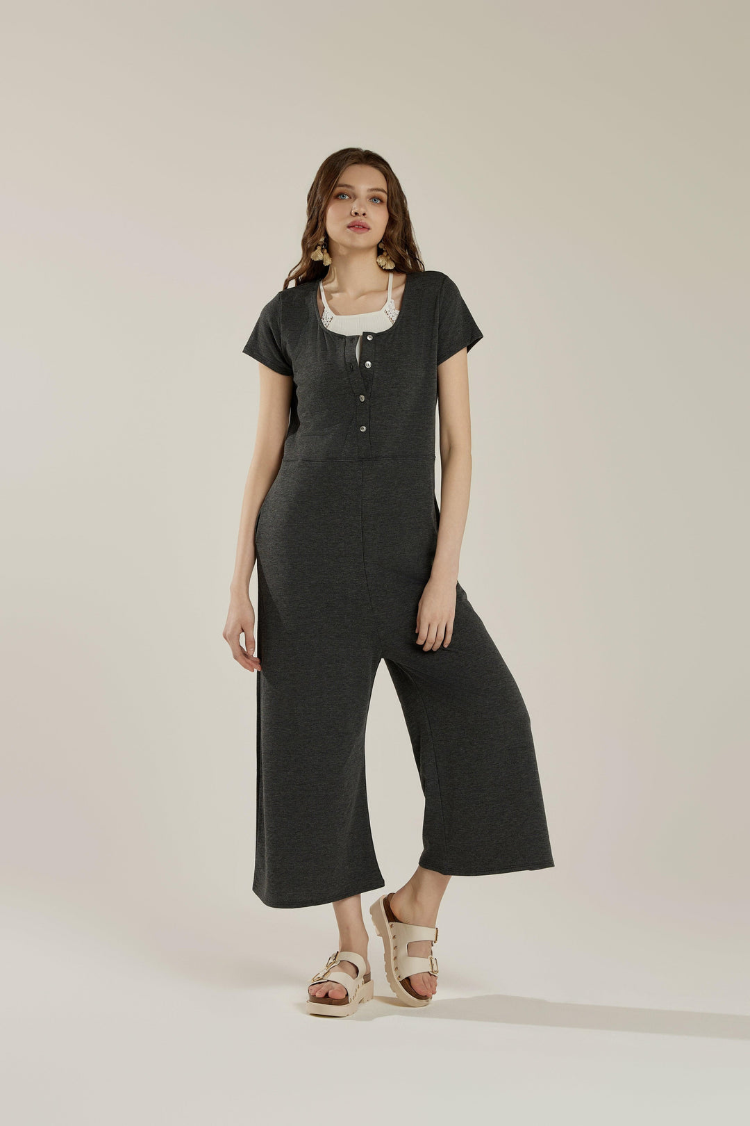 H.Blush Comfort Button Up Front Closure Jumpsuit