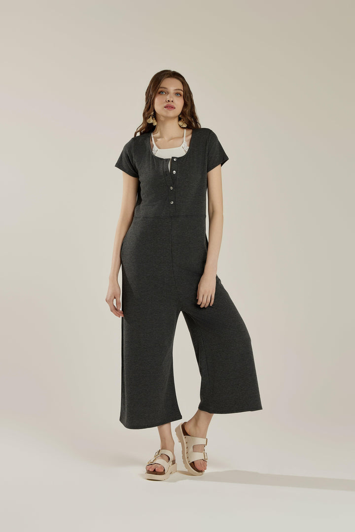 H.Blush Comfort Button Up Front Closure Jumpsuit