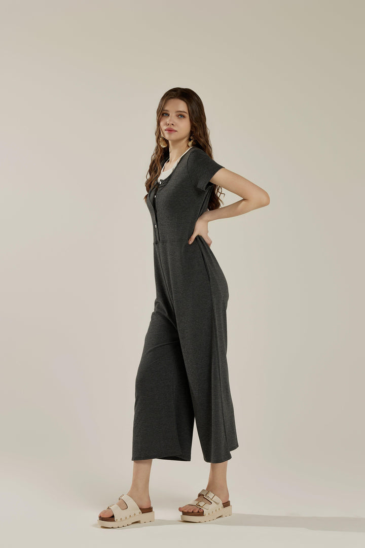 H.Blush Comfort Button Up Front Closure Jumpsuit