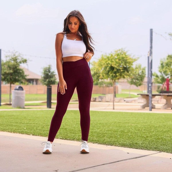 The Molly Maroon Crossover Full Length Leggings 1